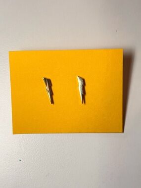 Gold Lightning Bolt Stud Earrings - Harry Potter